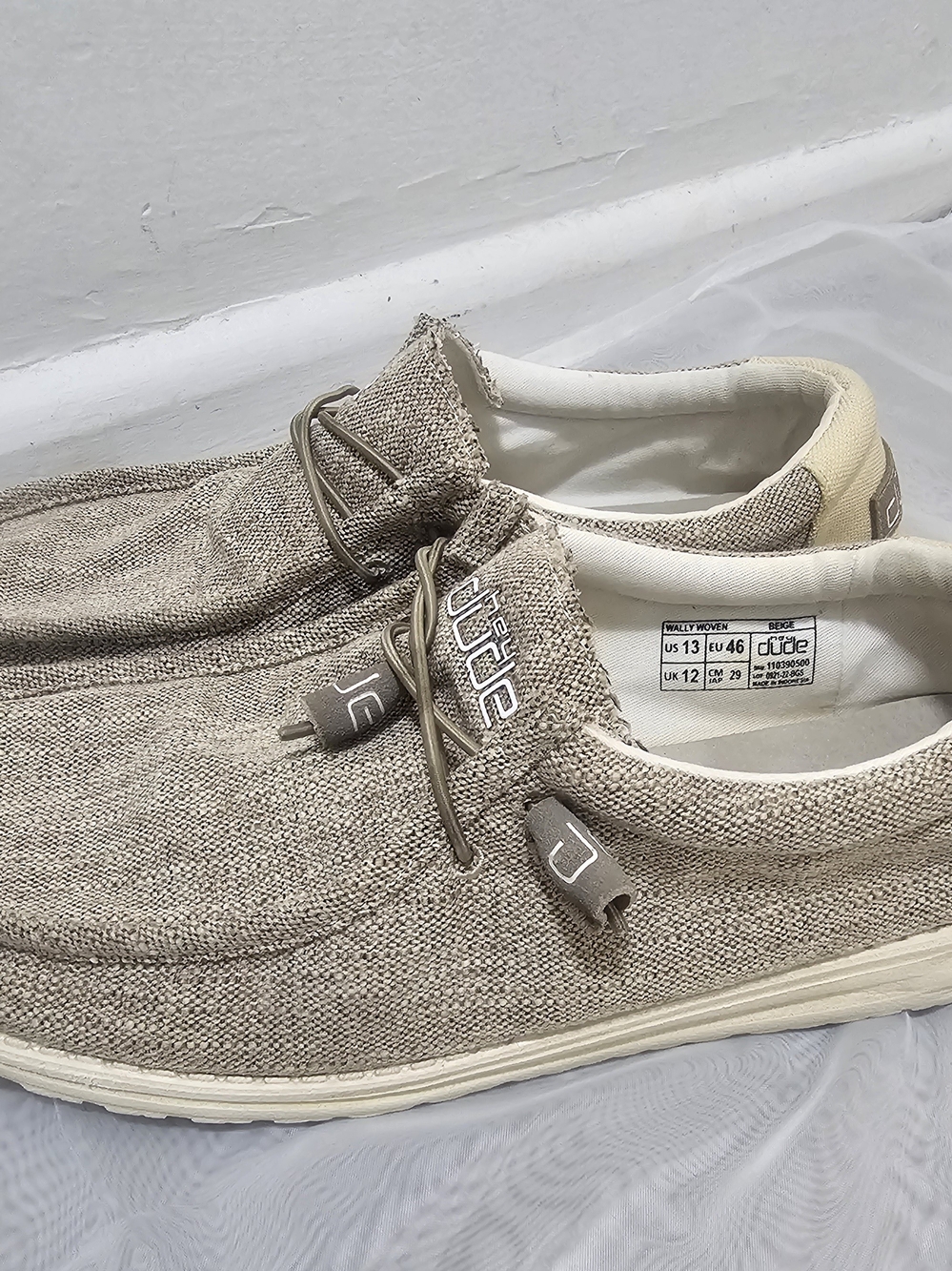 Hey Dude Wally Woven Men’s Slip-On Sneakers in Beige